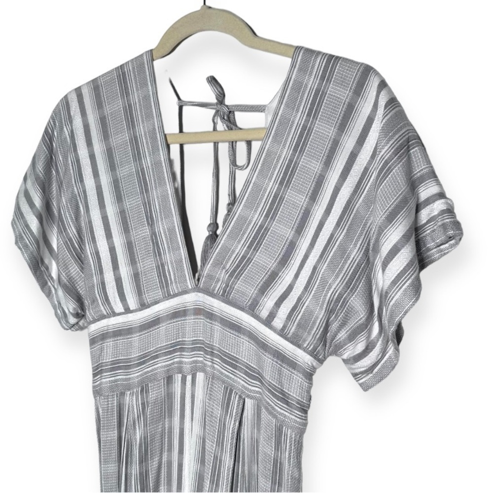l*space Cream and Light Gray Striped V-Neck Jumpsuit - Picture 5 of 7